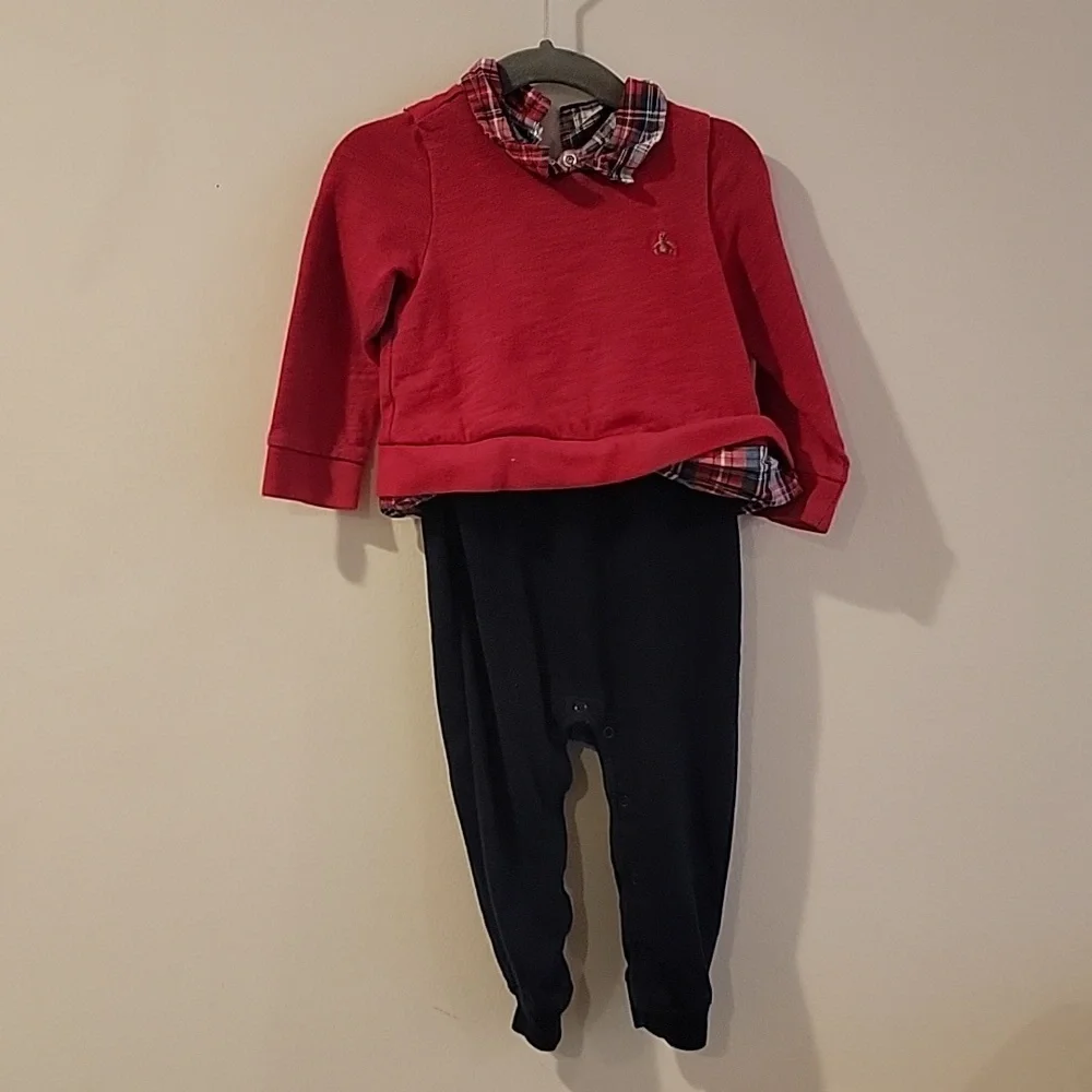 Baby Gap Size 18-24 months full Christmas outfit red plaid adorable